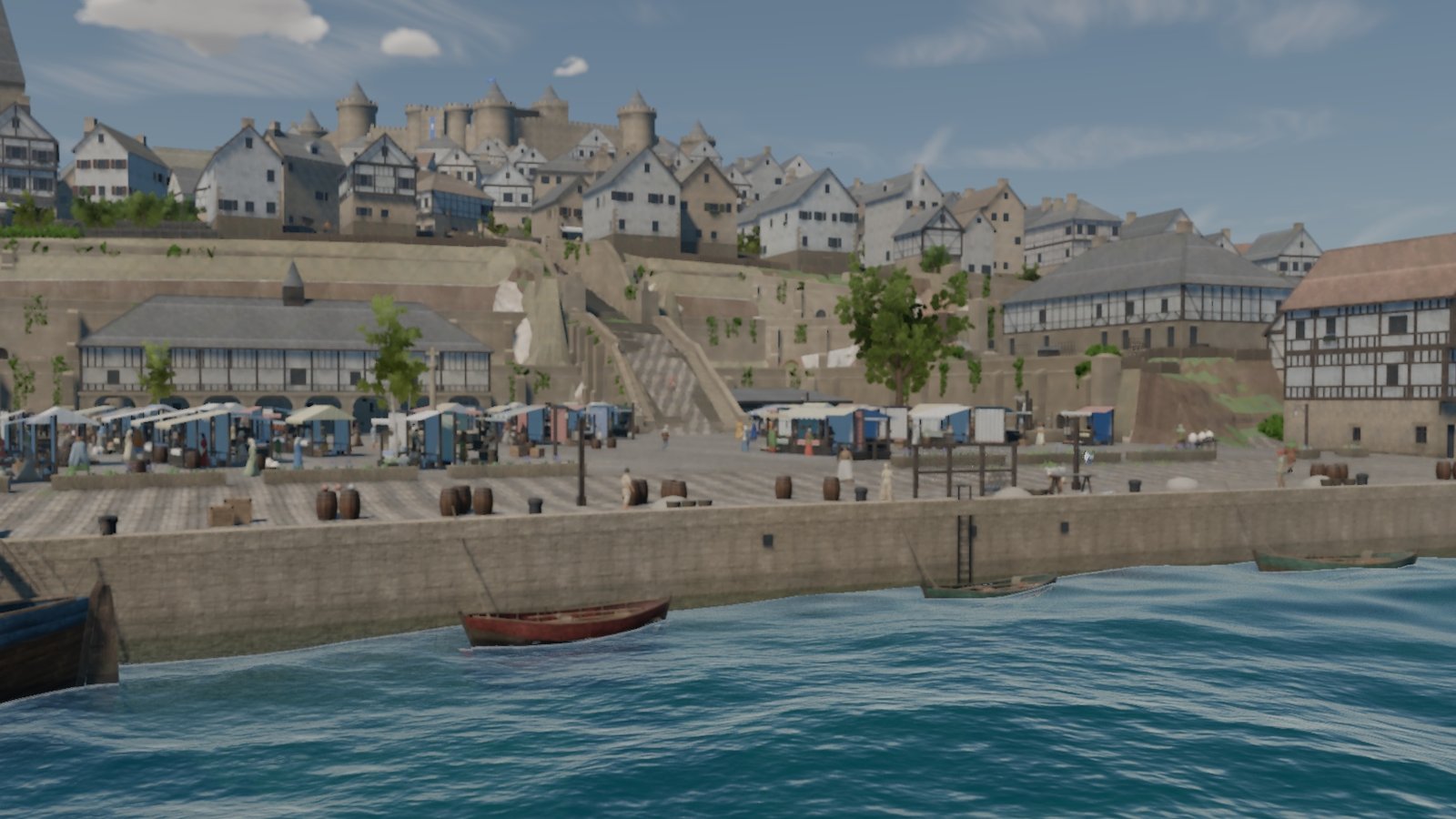 Brinmouth's quay and market under the town on its hill